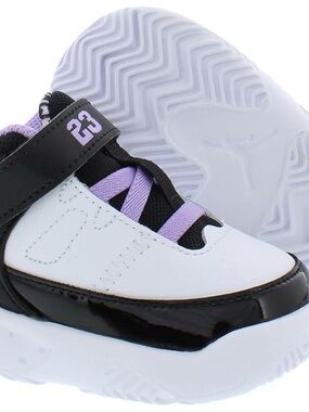 Jordan Kids' White, Black & Purple Basketball Sneakers